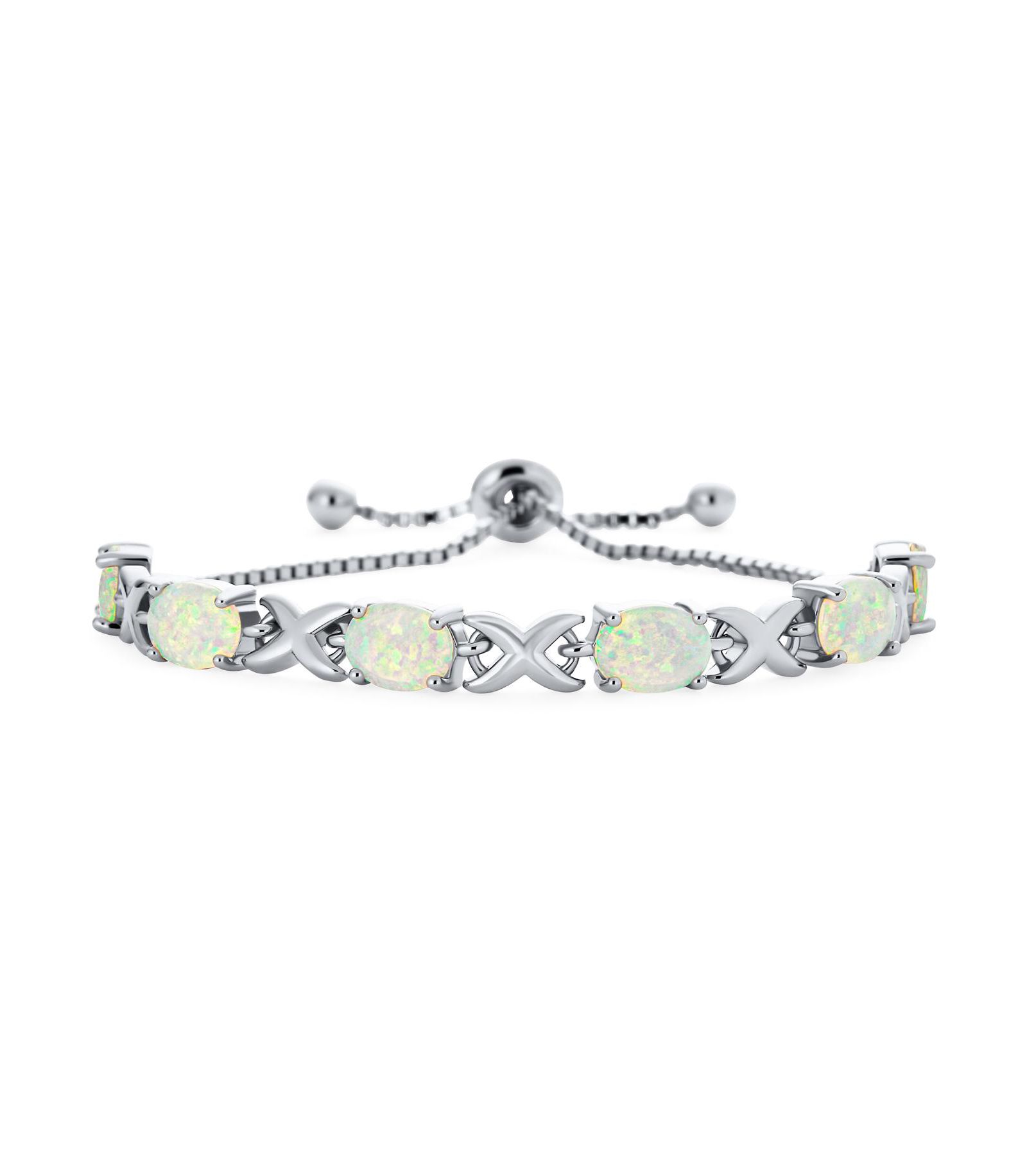 Браслет Bling Jewelry White Opal Infinity Bolo из серебра Sterling Silver с отделкой Rhodium, регулируемый 7 дюймов
