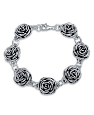 Браслет Bling Jewelry с дизайном черной розы из стерлингового серебра.925