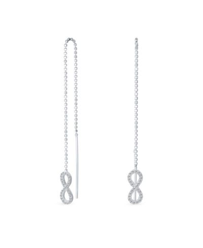 Bling Jewelry Simple Forever CZ Love Knot Infinity Threader Earrings .925 Sterling Silver