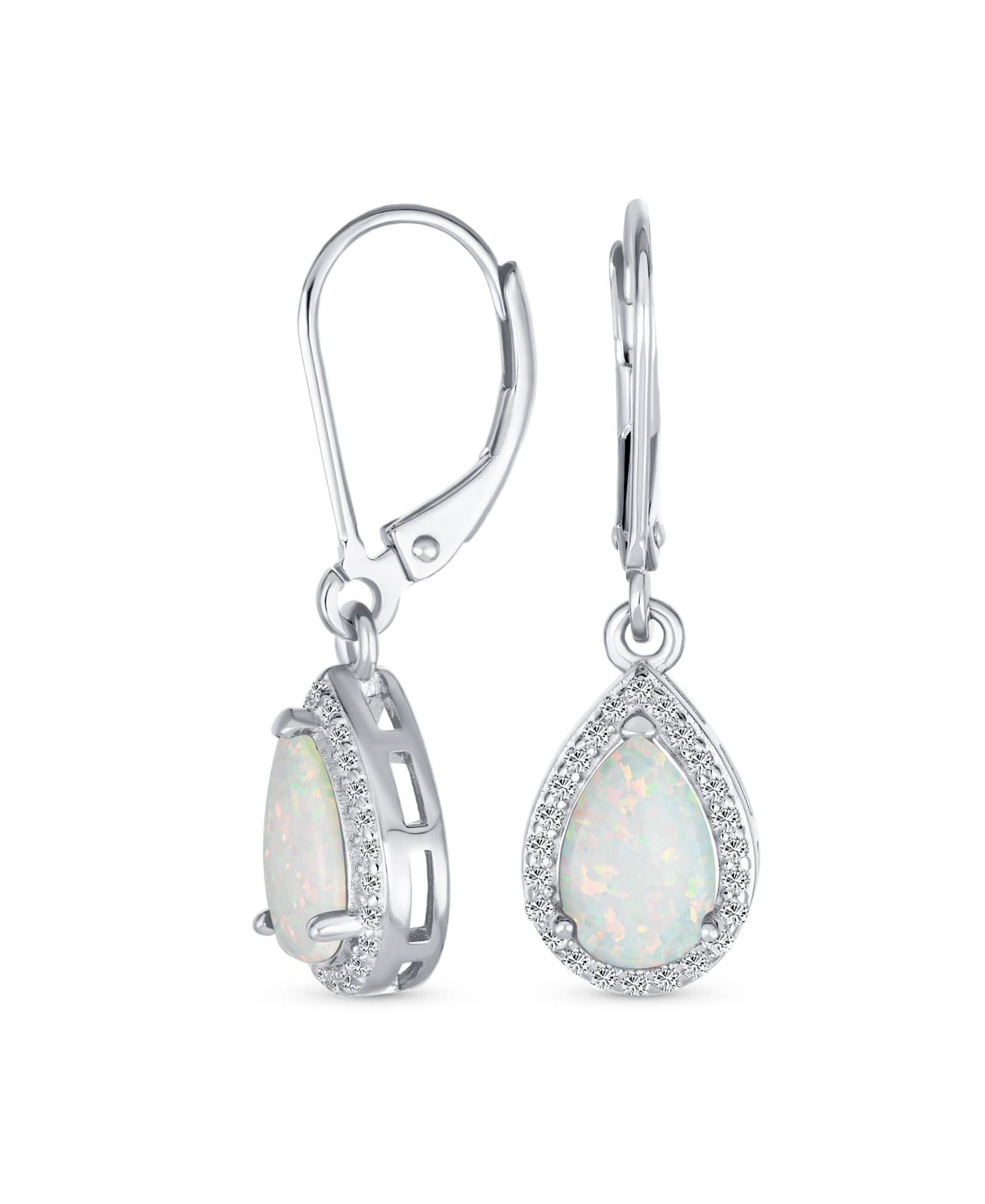 Bling Jewelry серьги-подвески с опалом и кубическим цирконием