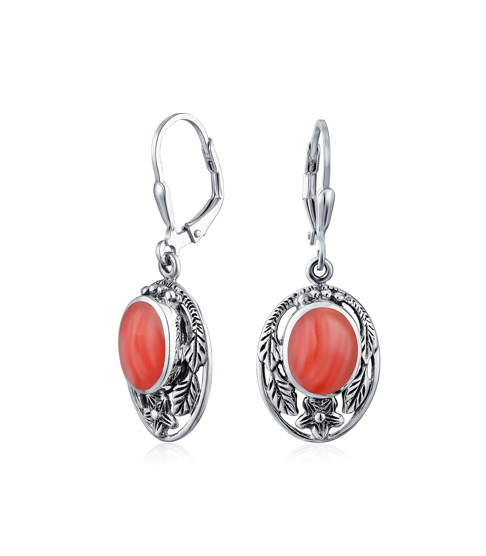 Bling Jewelry Серьги-подвески с синим лаписом и цветочным мотивом из стерлингового серебра