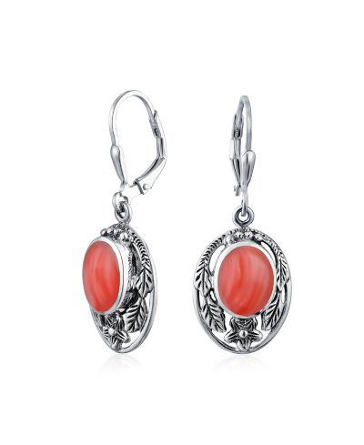 Bling Jewelry Серьги-подвески с синим лаписом и цветочным мотивом из стерлингового серебра