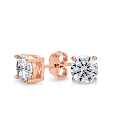 Серьги Bling Jewelry Round Solitaire CZ Stud Silver 5-8MM