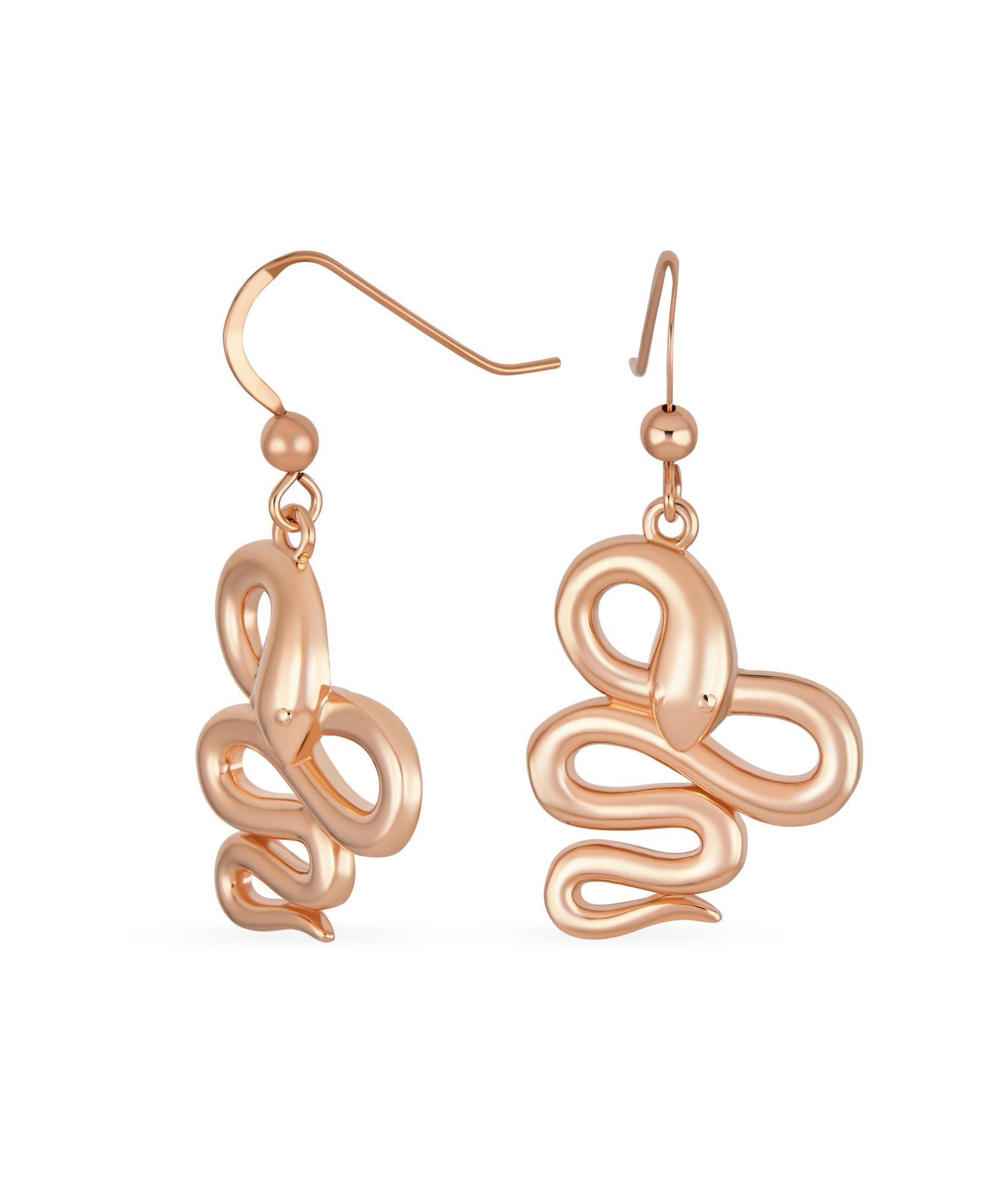 Серьги Bling Jewelry Garden Snake Dangle, Rose Gold Plated Sterling Silver