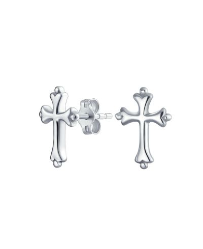 Bling Jewelry серьги-гвоздики с крестом Fleur De Lis, стерлинговое серебро.925