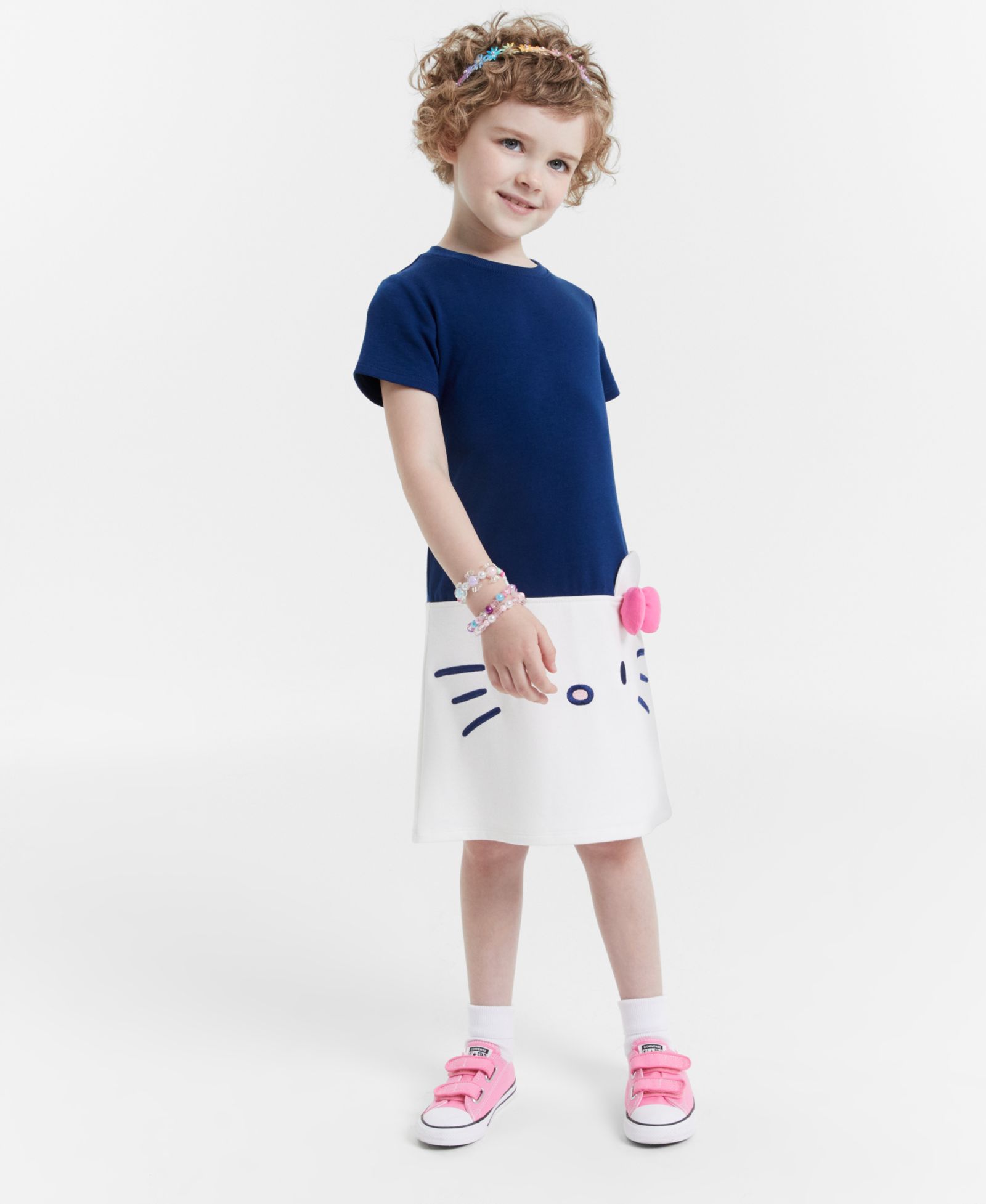 Hello Kitty Girls' 5-6X Crewneck Shift Dress
