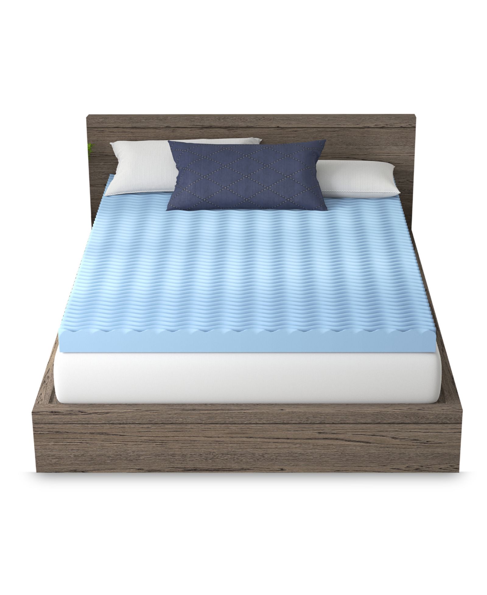 Vibe 4" Wave Convoluted Gel Memory Foam Mattress Topper, Queen