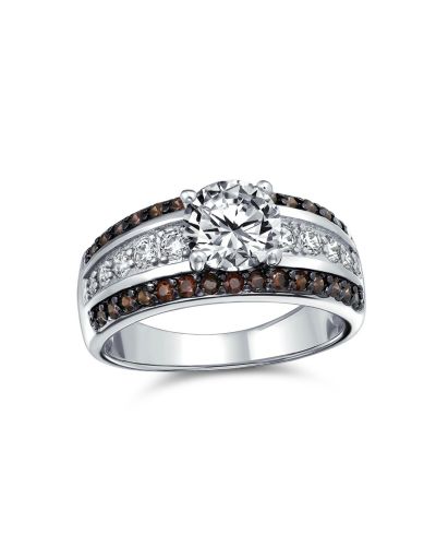 Bling Jewelry обручальное кольцо с бриллиантом CZ 3CT, двухцветное, серебристое