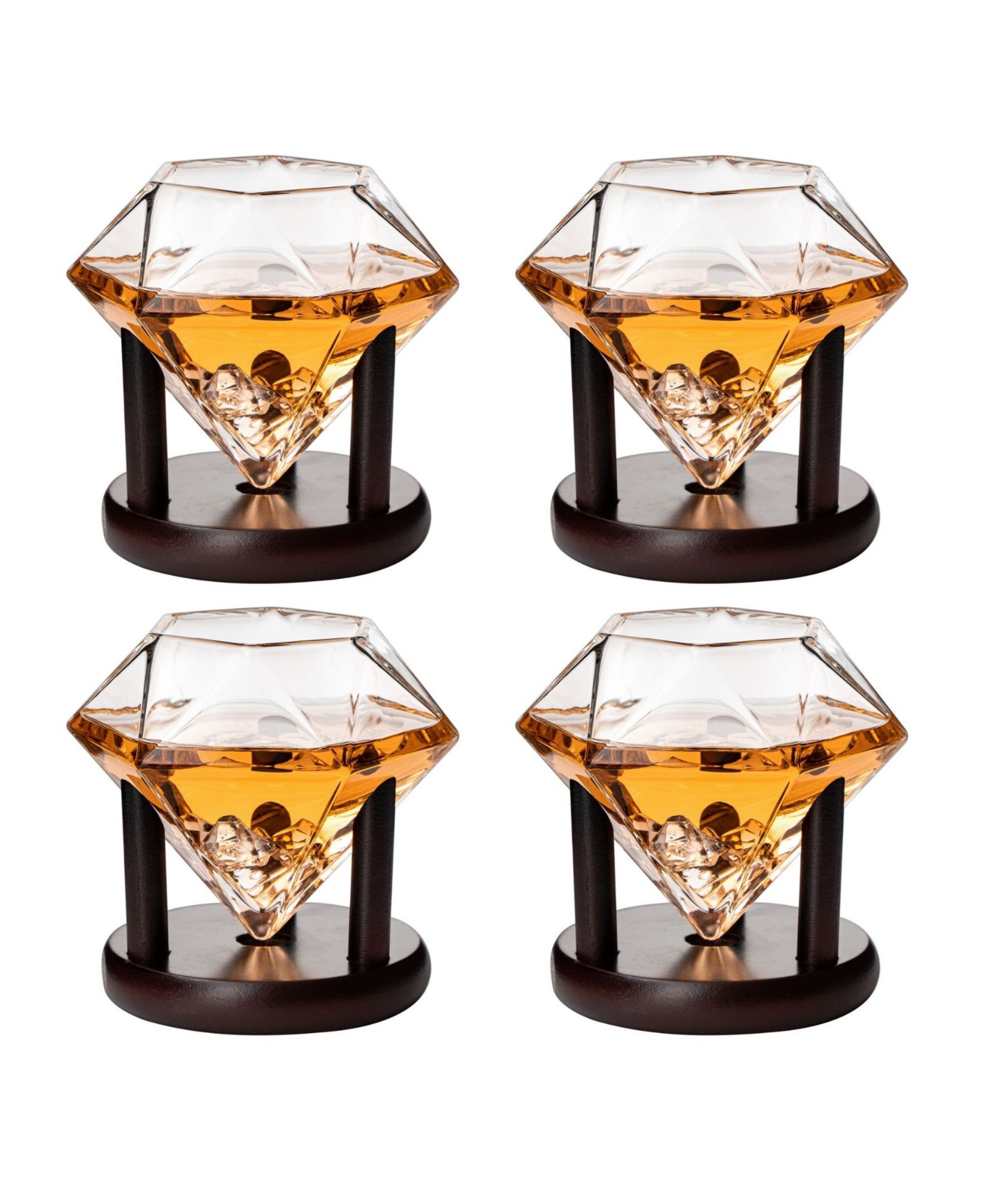 Подставки для бокалов The Wine Savant Diamond Glasses Wood 4 шт.