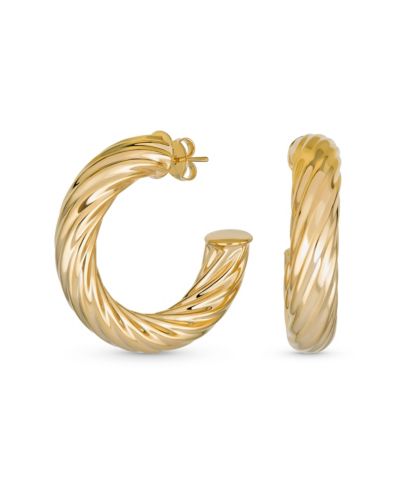 Серьги Bling Jewelry Timeless Twisted Rope Braid Cable Thick Big Hoop, 1.5 Inch, Yellow Gold Plated