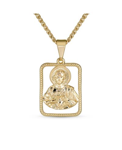 Bling Jewelry Religious Metal Jesus Christ Head Medallion Necklace Pendant Gold Plated