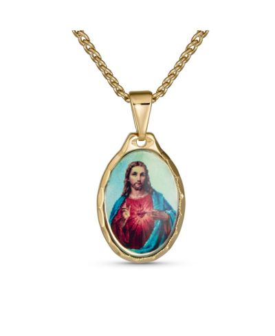 Кулон Bling Jewelry с изображением Святого Сердца Иисуса, золотое покрытие, 16-18"
