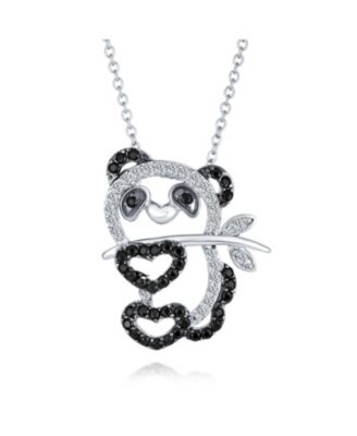 Bling Jewelry подвеска Panda Bear с кубическим цирконием, Rhodium Plated Brass