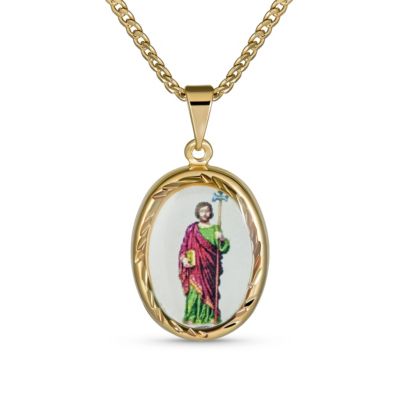 Bling Jewelry Religious Medal Shepherd Rod and Staff of Jesus Pendant Gold Plated Necklace