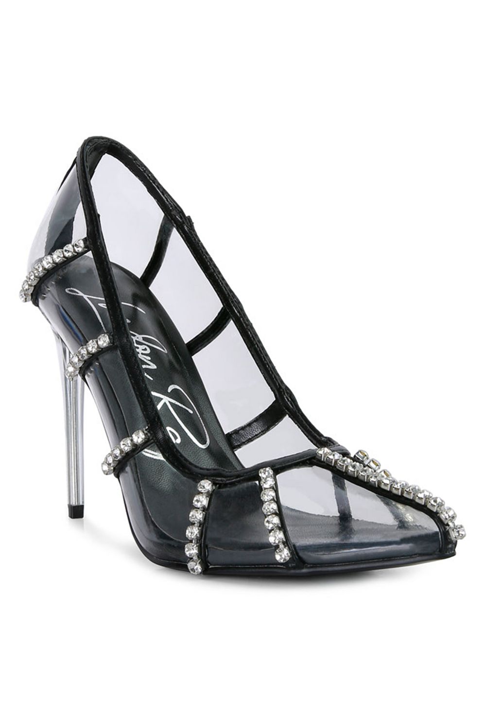 London Rag Women's Diamante Clear Stiletto Heel Pumps
