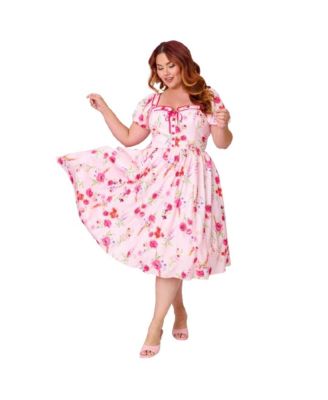 Женское платье Unique Vintage Plus Size Sweetheart Button Front Swing