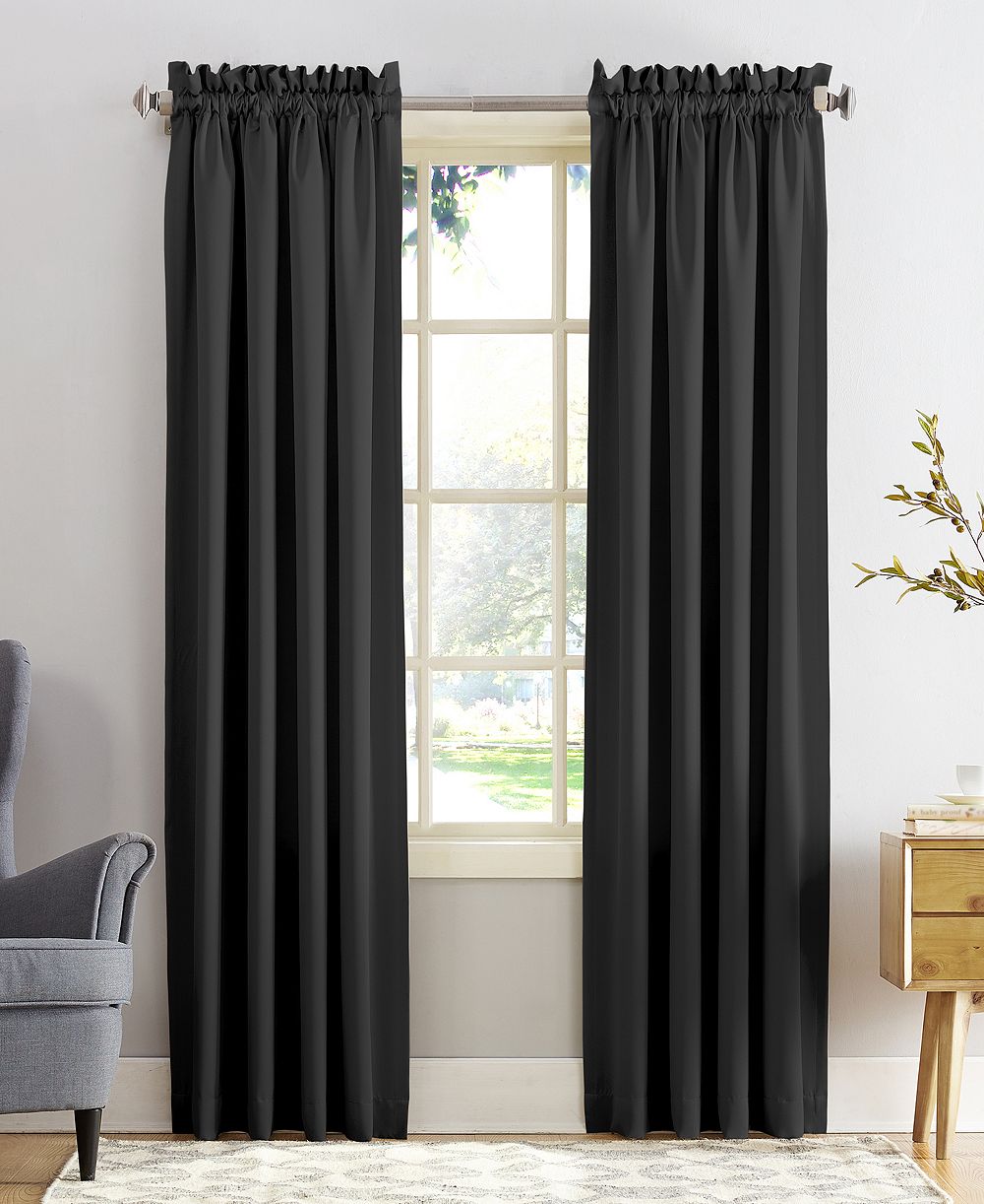 Sun Zero Grant Room Darkening Rod Pocket Curtain Panel, 54" x 63
