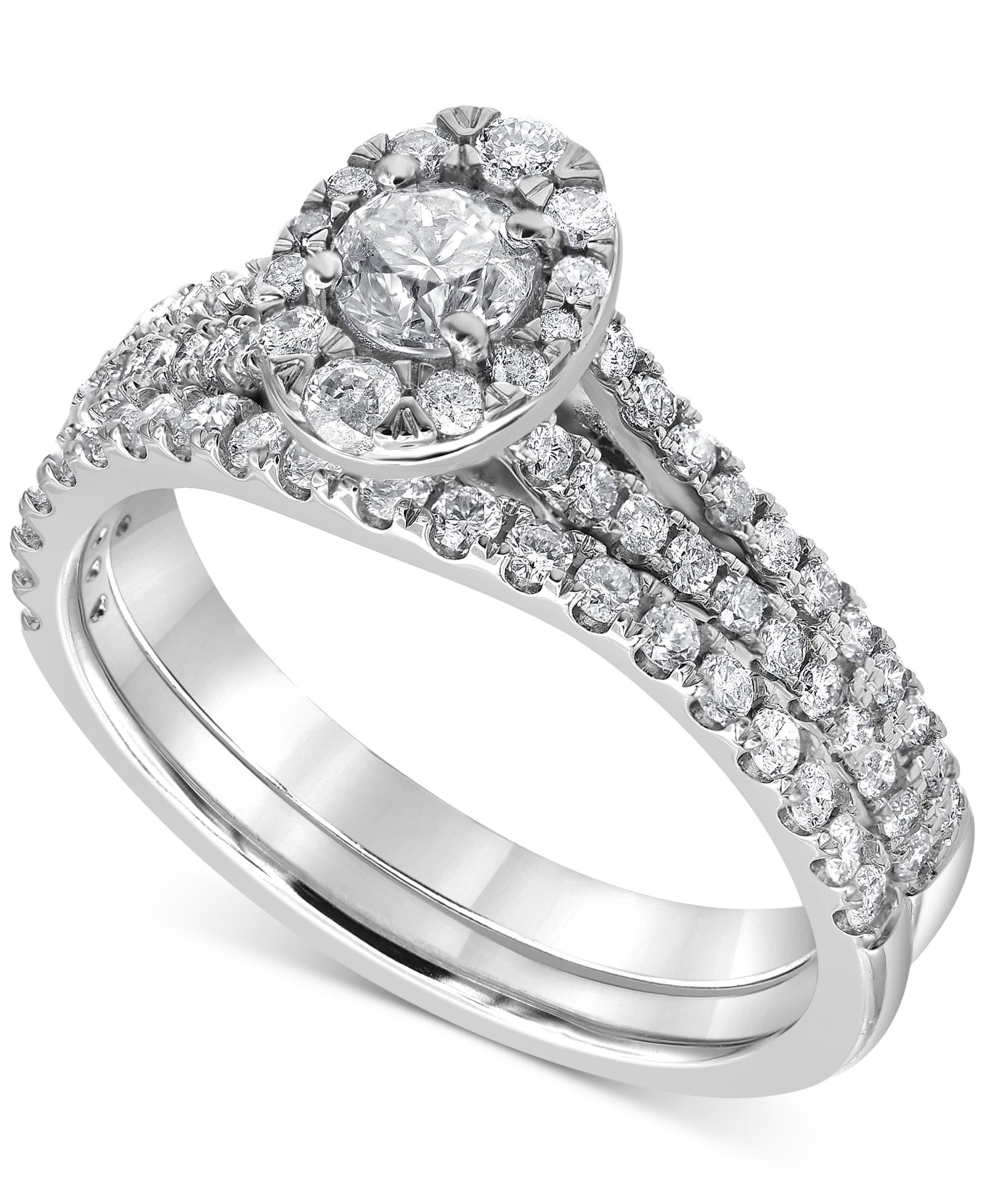 Свадебный набор Diamond Halo (1 ct. t.w.) в 14k White Gold