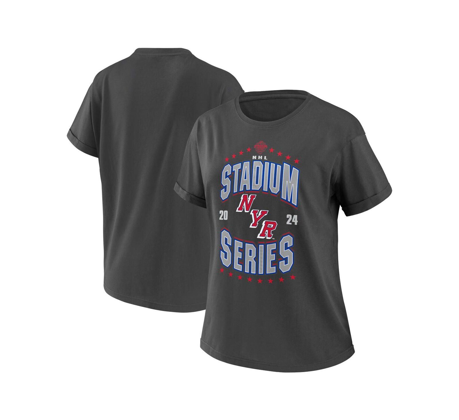 WEAR by Erin Andrews Женская футболка Boyfriend New York Rangers 2024 NHL Stadium Series, угольно-серый
