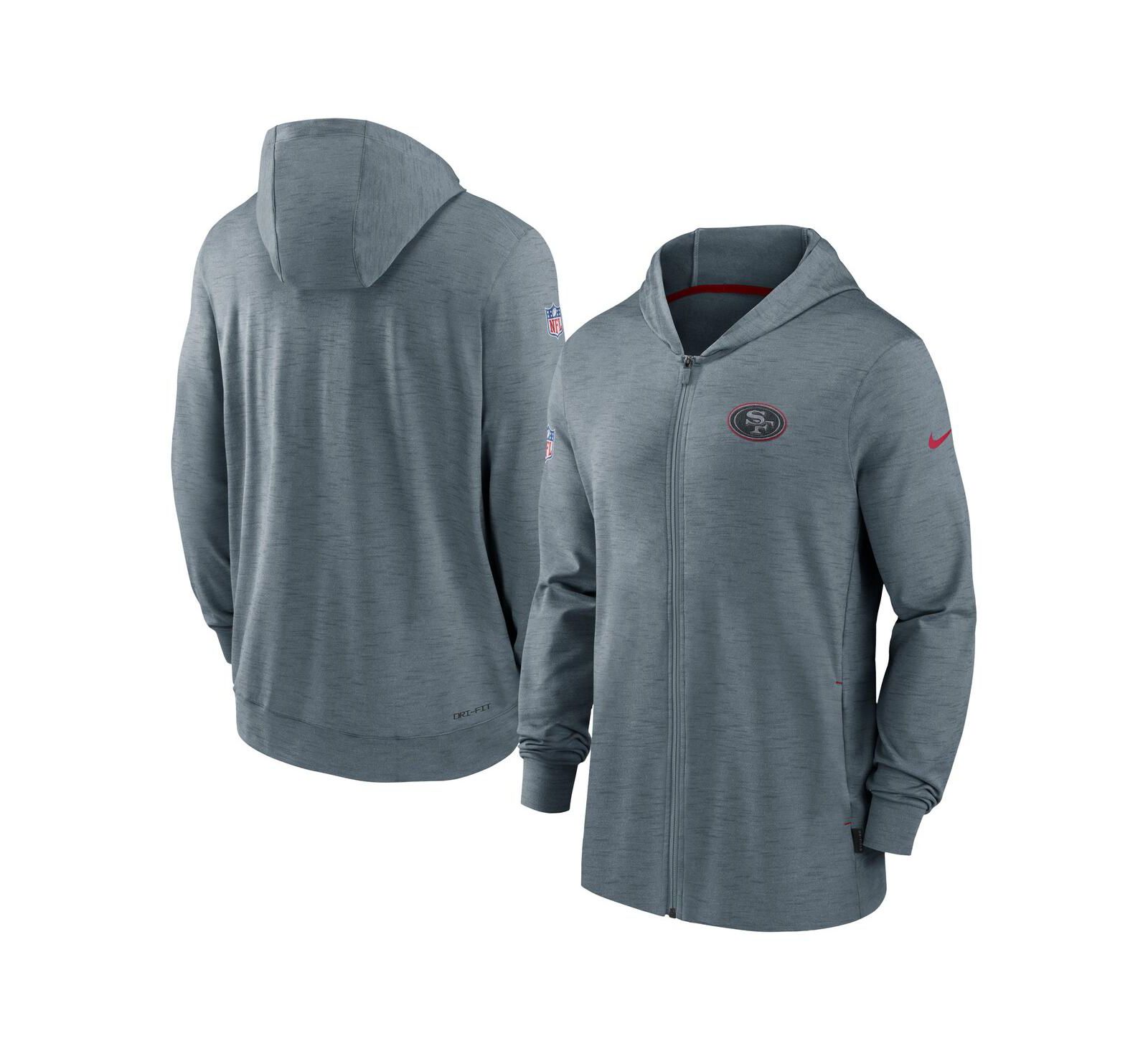 Men's Nike Heather Gray San Francisco 49ers Sideline Team Pop Full-Zip Hoodie Jacket
