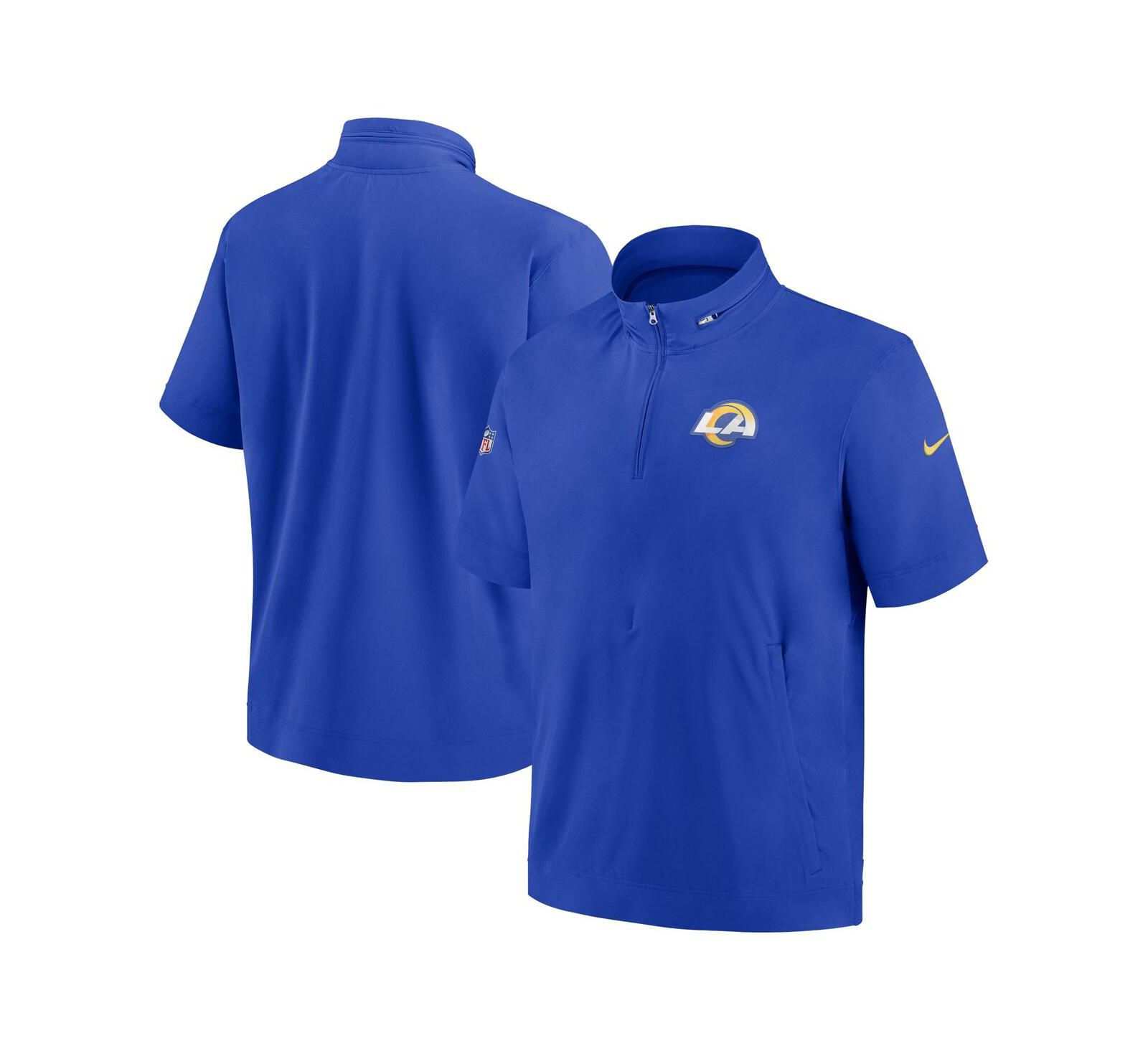 Nike Худи с молнией на четверть Sideline Coach Short Sleeve Royal Los Angeles Rams Мужской