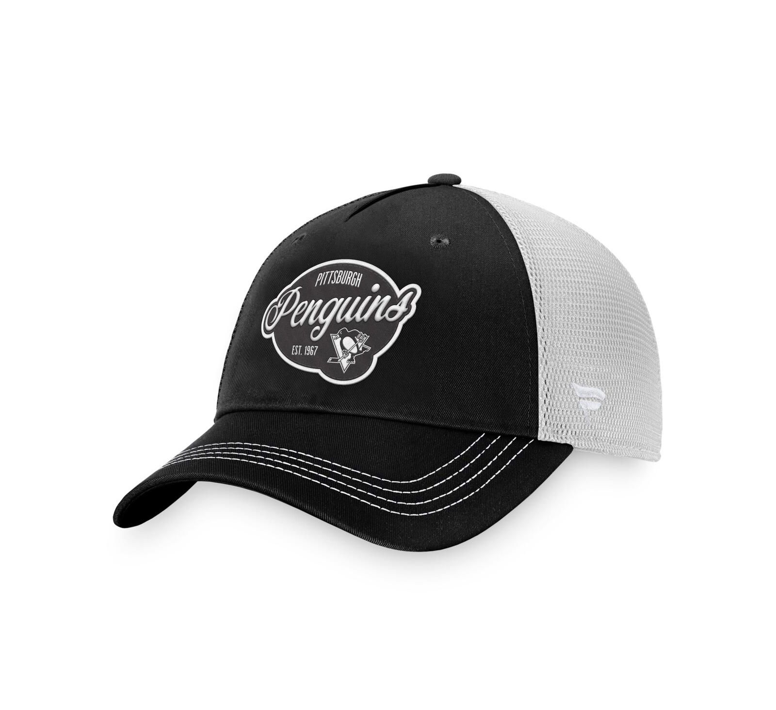Женская кепка Fanatics Pittsburgh Penguins Fundamental Trucker, черная и белая