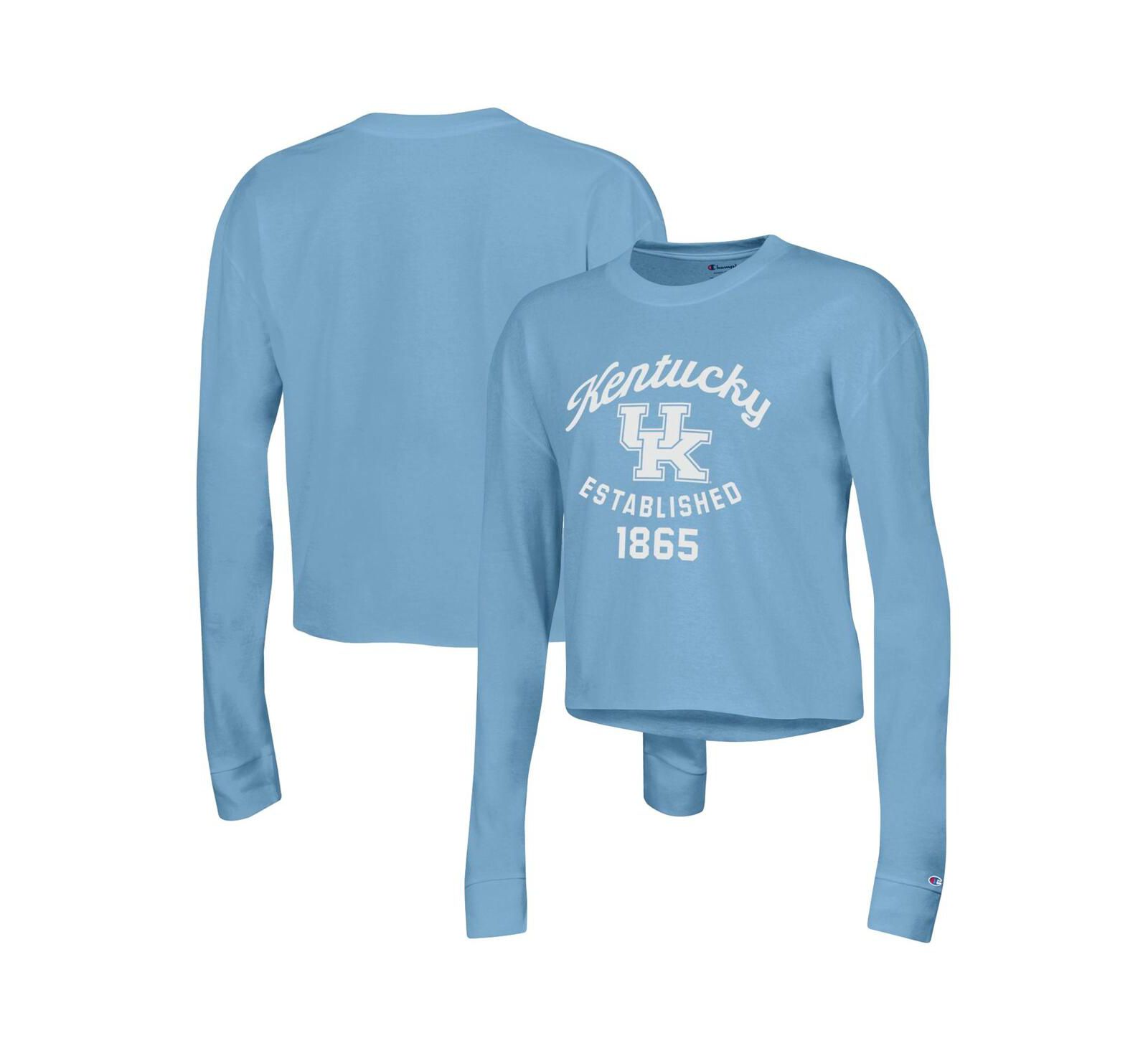 Women's Champion Blue Kentucky Wildcats Boyfriend Cropped Long Sleeve T-shirt
