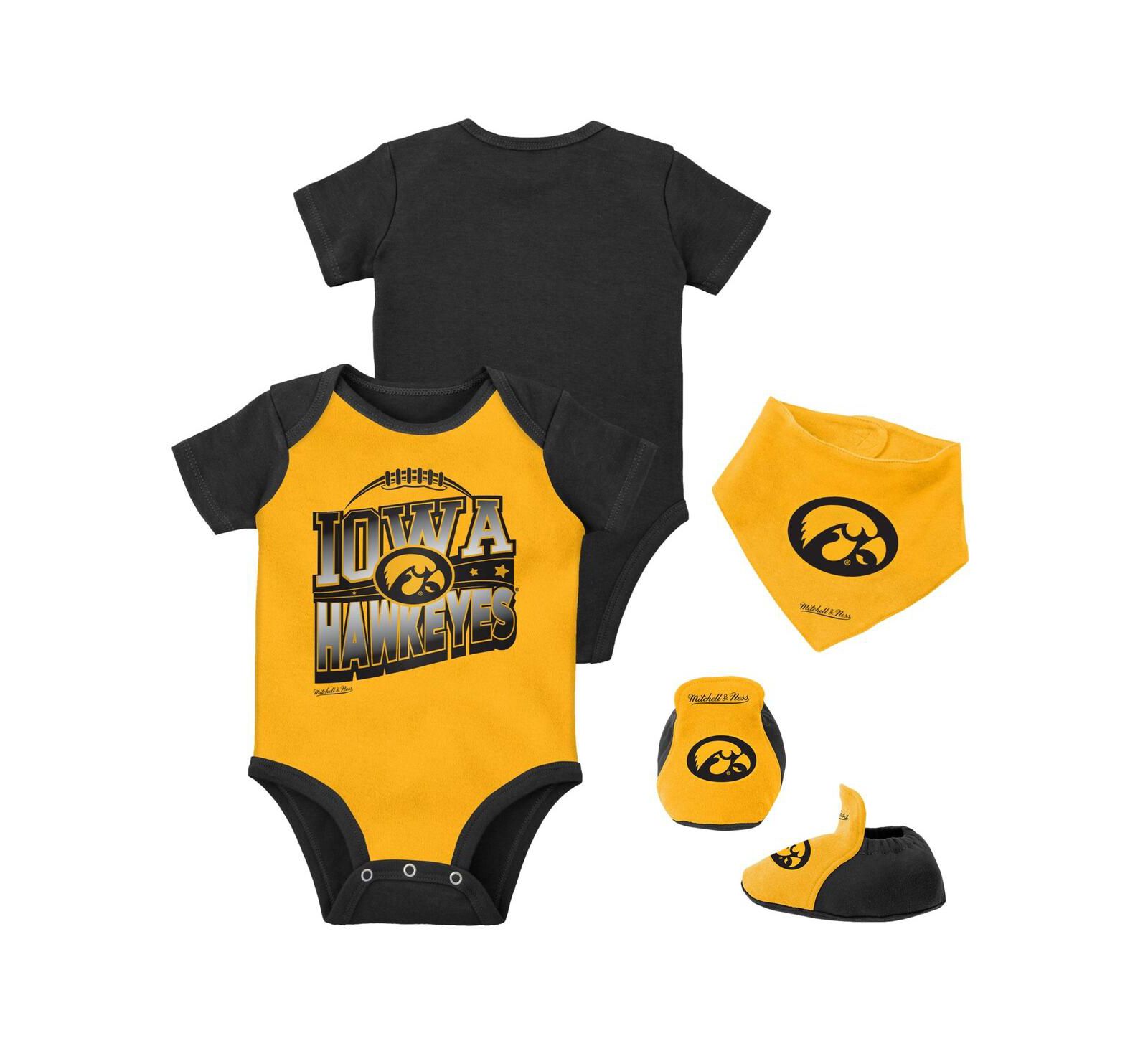 Mitchell and Ness Детский набор: боди, нагрудник и пинетки, Iowa Hawkeyes
