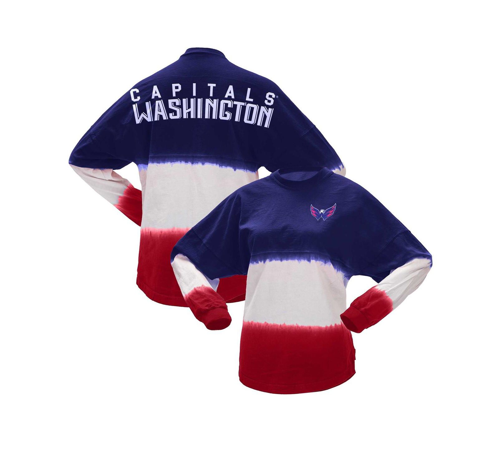Женская футболка Spirit Jersey Navy, Red Washington Capitals Ombre с длинным рукавом