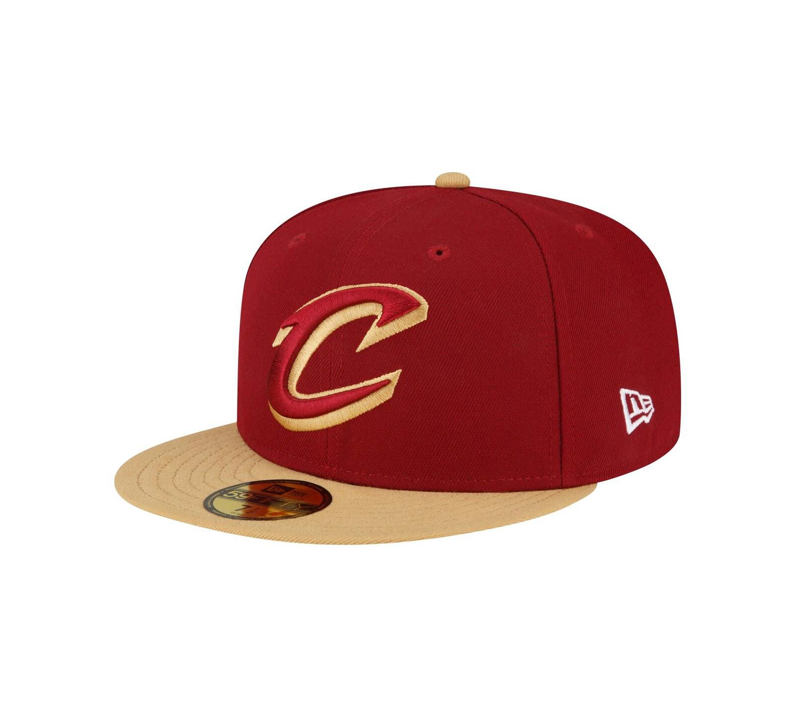 New Era Мужская кепка 59FIFTY Fitted, двухцветная, Cleveland Cavaliers, бордовая и золотая