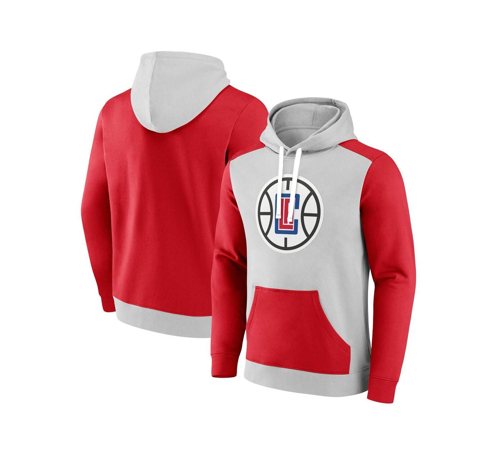 Мужское худи Fanatics Gray Red LA Clippers Arctic Colorblock Pullover