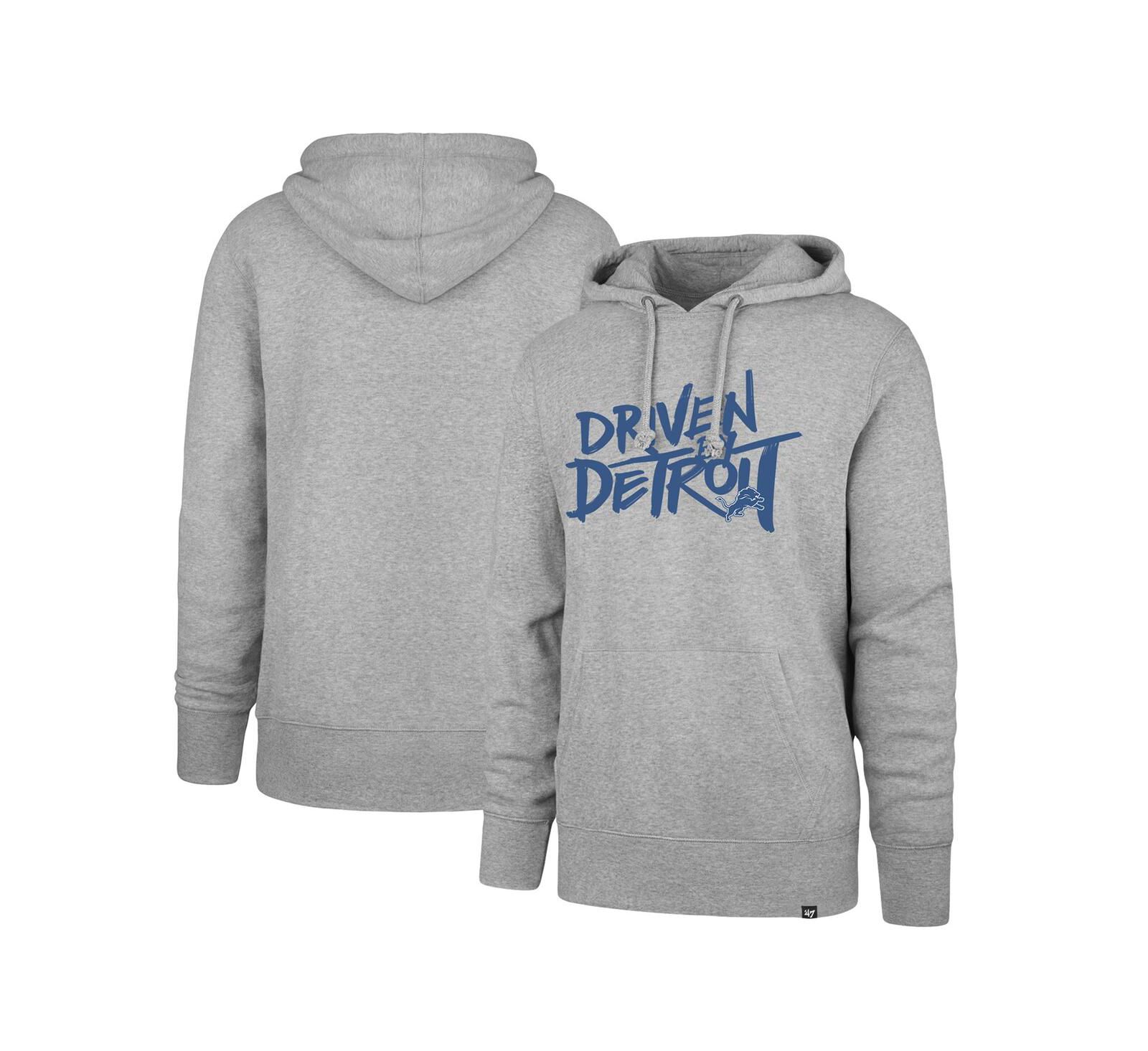 Men's '47 Brand Gray Detroit Lions Driven by Detroit Pullover Hoodie