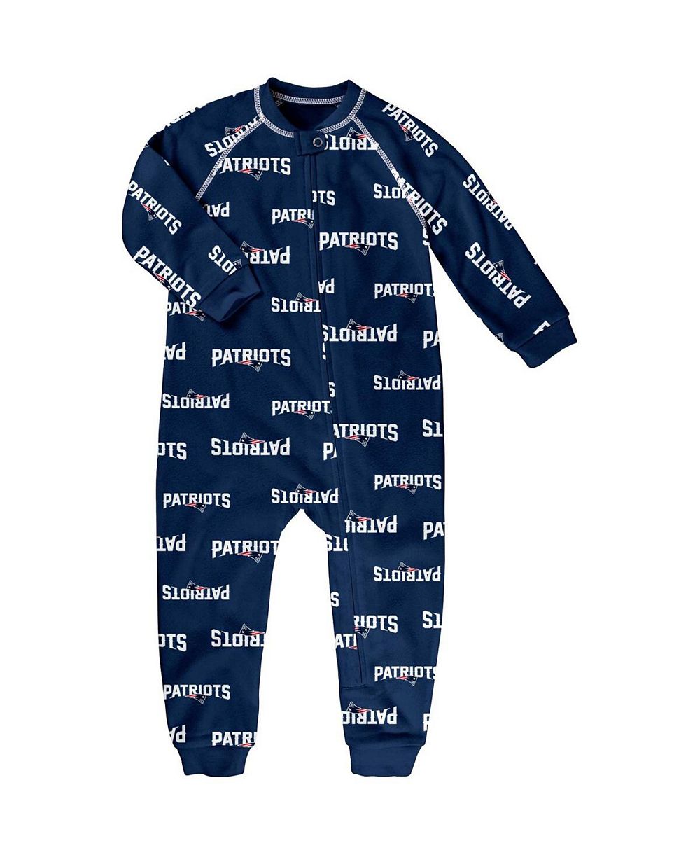 Детский комбинезон Outerstuff Navy New England Patriots Allover Print Raglan Full-Zip Sleeper