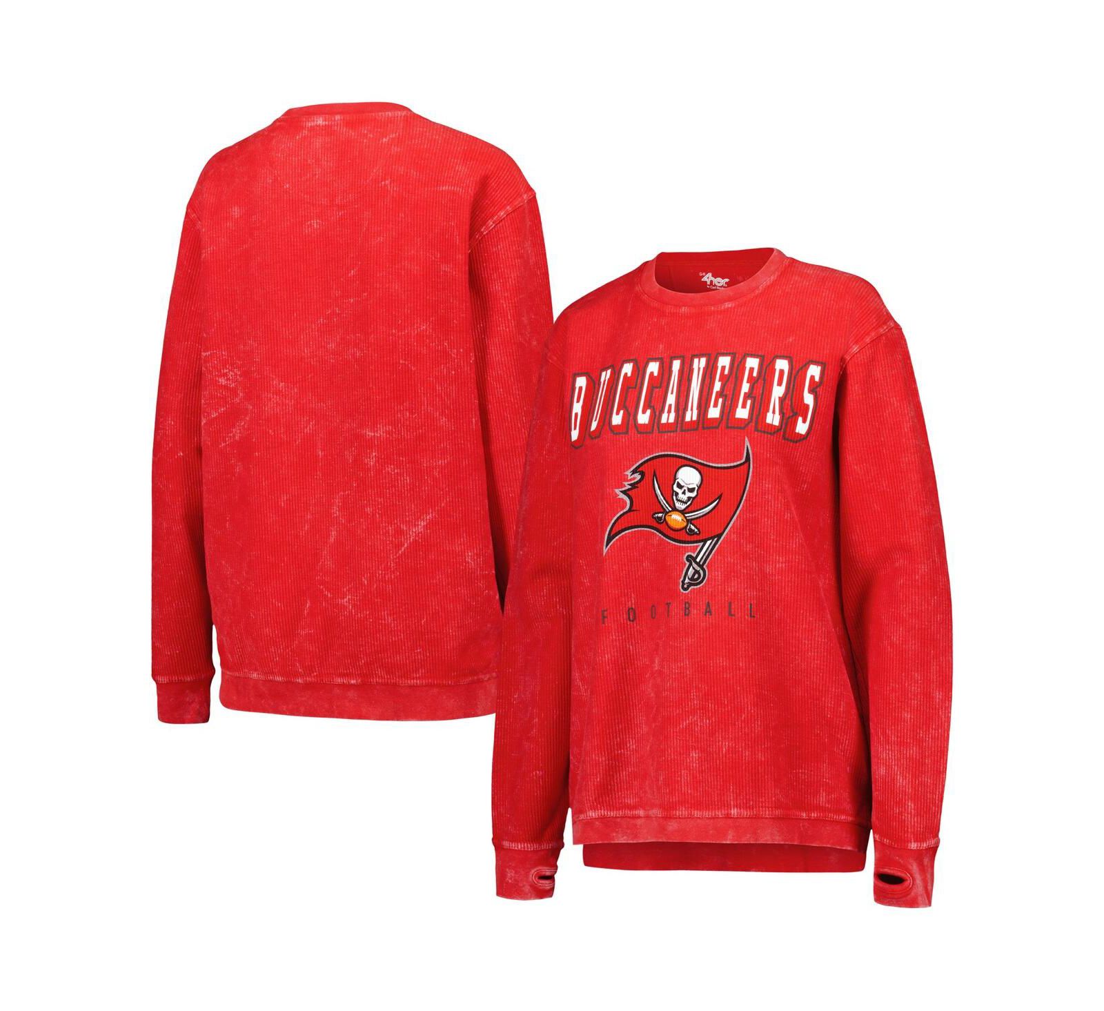 Женская толстовка G-III 4Her by Carl Banks Red Distressed Tampa Bay Buccaneers Comfy Cord Pullover