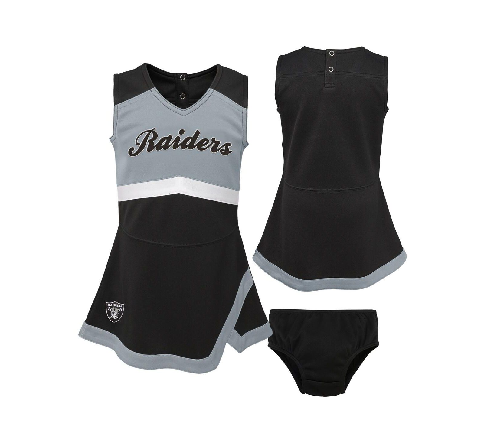 Girls Toddler Black Las Vegas Raiders Cheer Captain Dress with Bloomers