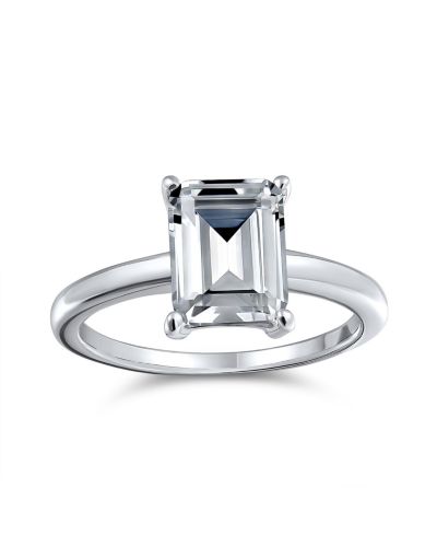 Bling Jewelry 2.5CT Emerald Cut Cubic Zirconia Solitaire Engagement Ring
