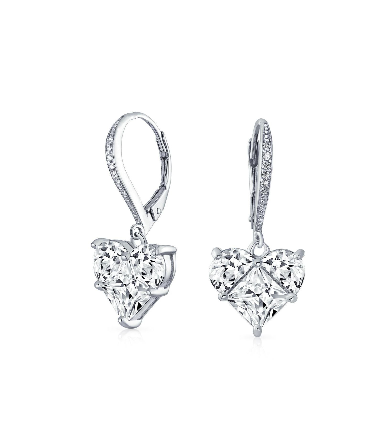 Серьги Bling Jewelry с красным сердцем из кубического циркония