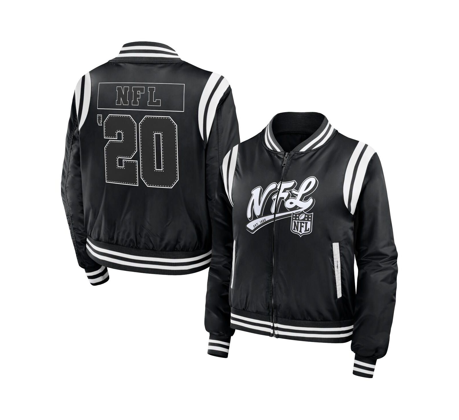 Women's WEAR by Erin Andrews Black Shield Merchandise Bomber Full-Zip Jacket