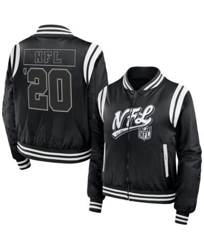 Women's WEAR by Erin Andrews Black Shield Merchandise Bomber Full-Zip Jacket