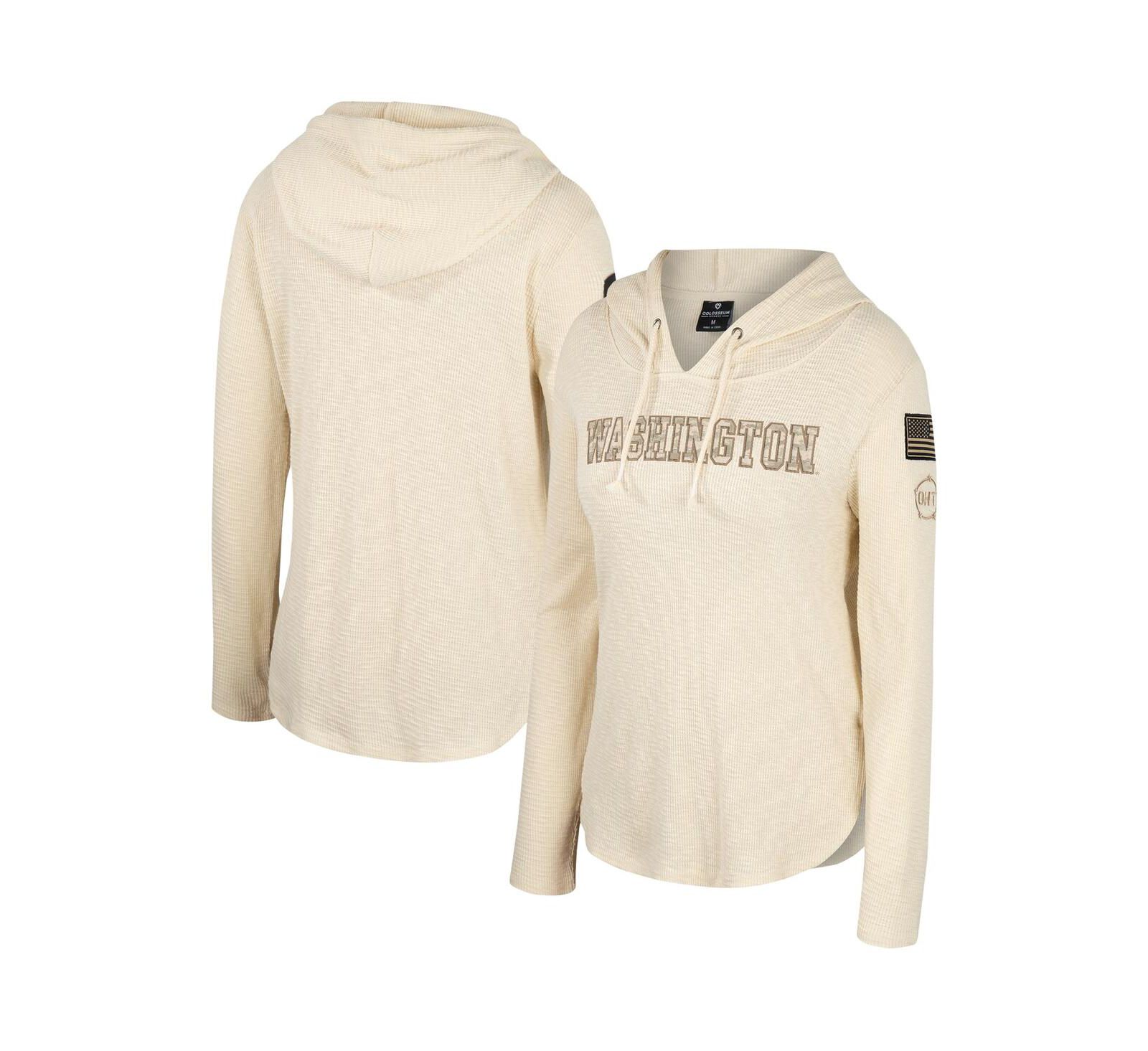 Женское худи Colosseum Cream Washington Huskies OHT Military-Inspired Appreciation Casey Raglan Long Sleeve