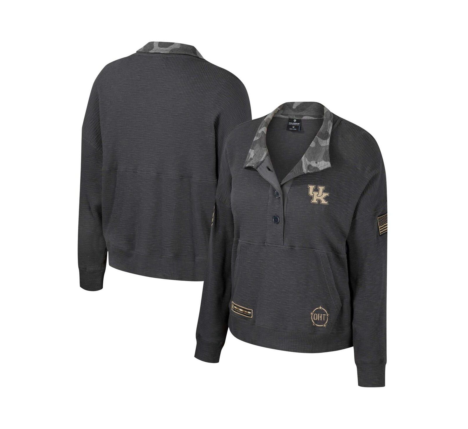 Женская термофутболка Colosseum Kentucky Wildcats OHT Military-Inspired Henley, цвет Heather Charcoal