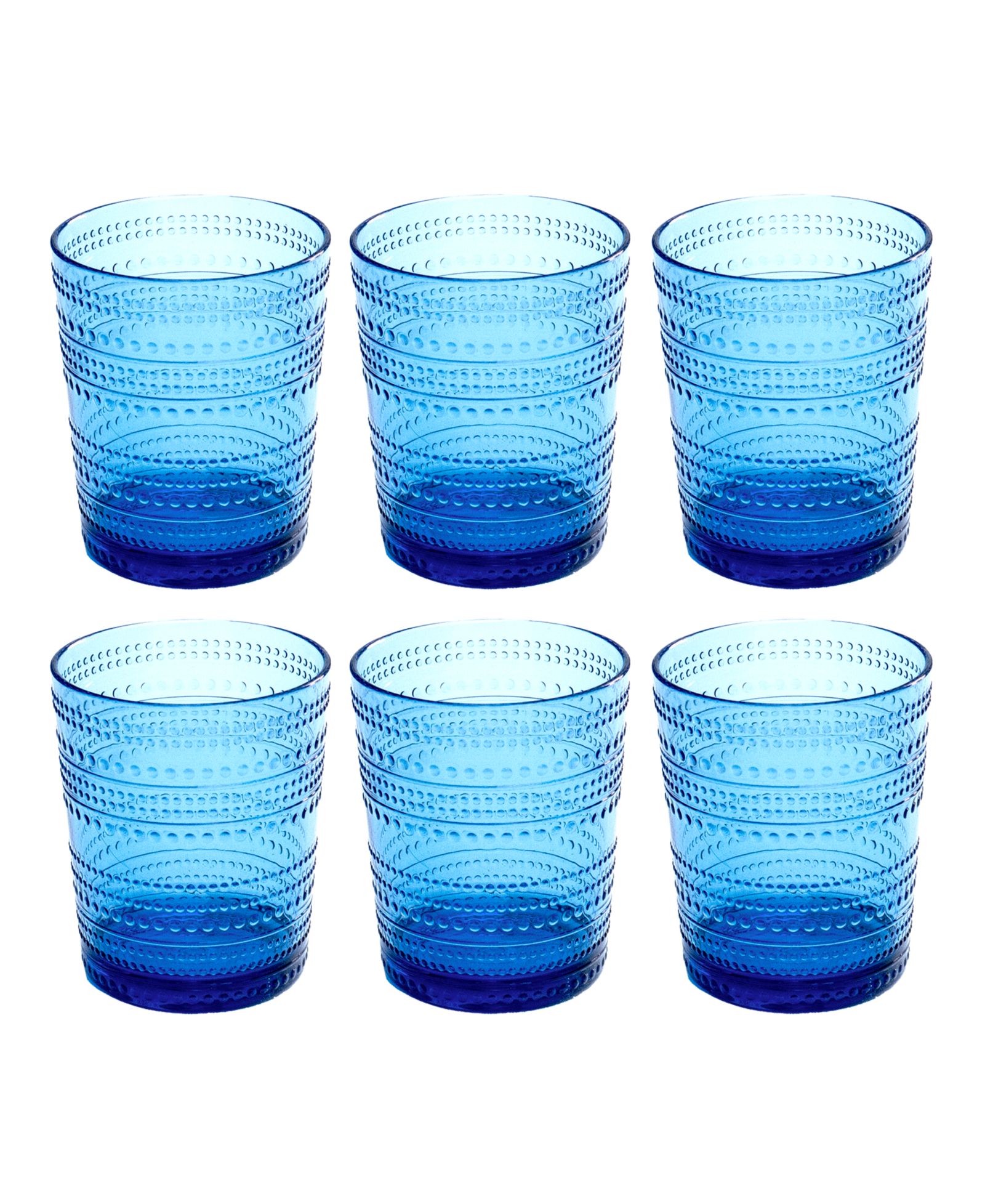 Abode Homewares Beaded Double Old Fashioned Cobalt Glasses, Set of 6