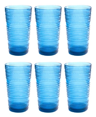 Набор из 6 больших кобальтовых стаканов с бусинами Abode Homewares