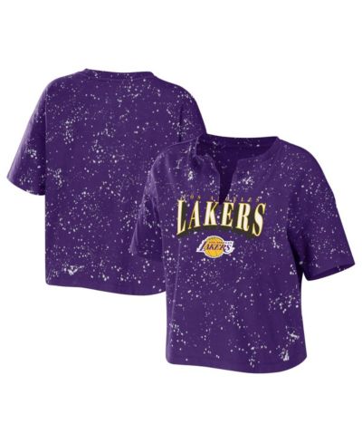 WEAR by Erin Andrews футболка Women's Los Angeles Lakers Bleach Splatter Notch Neck, фиолетовая