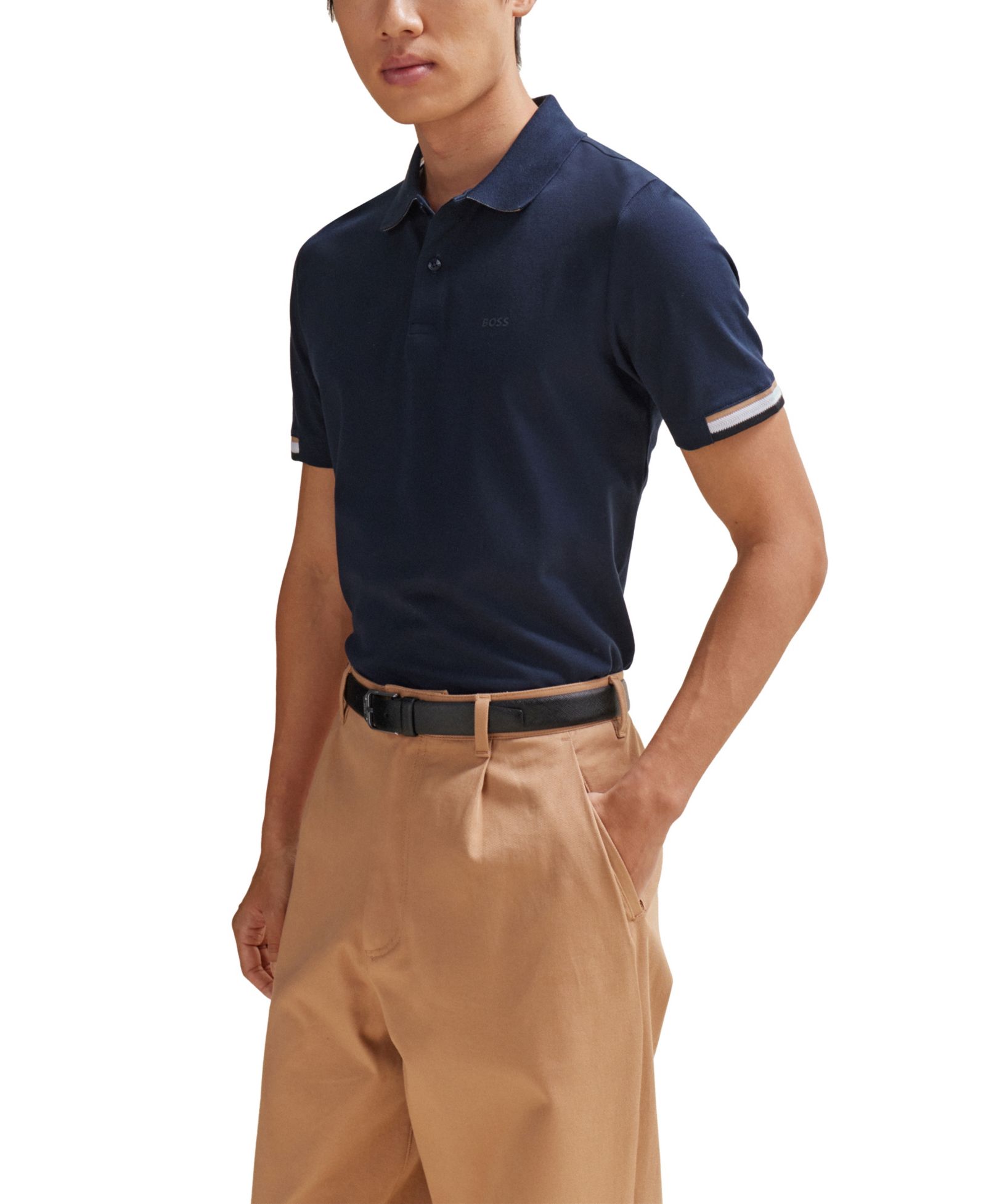 Мужская рубашка-поло BOSS by Hugo Boss Mercerised-Cotton Regular-Fit