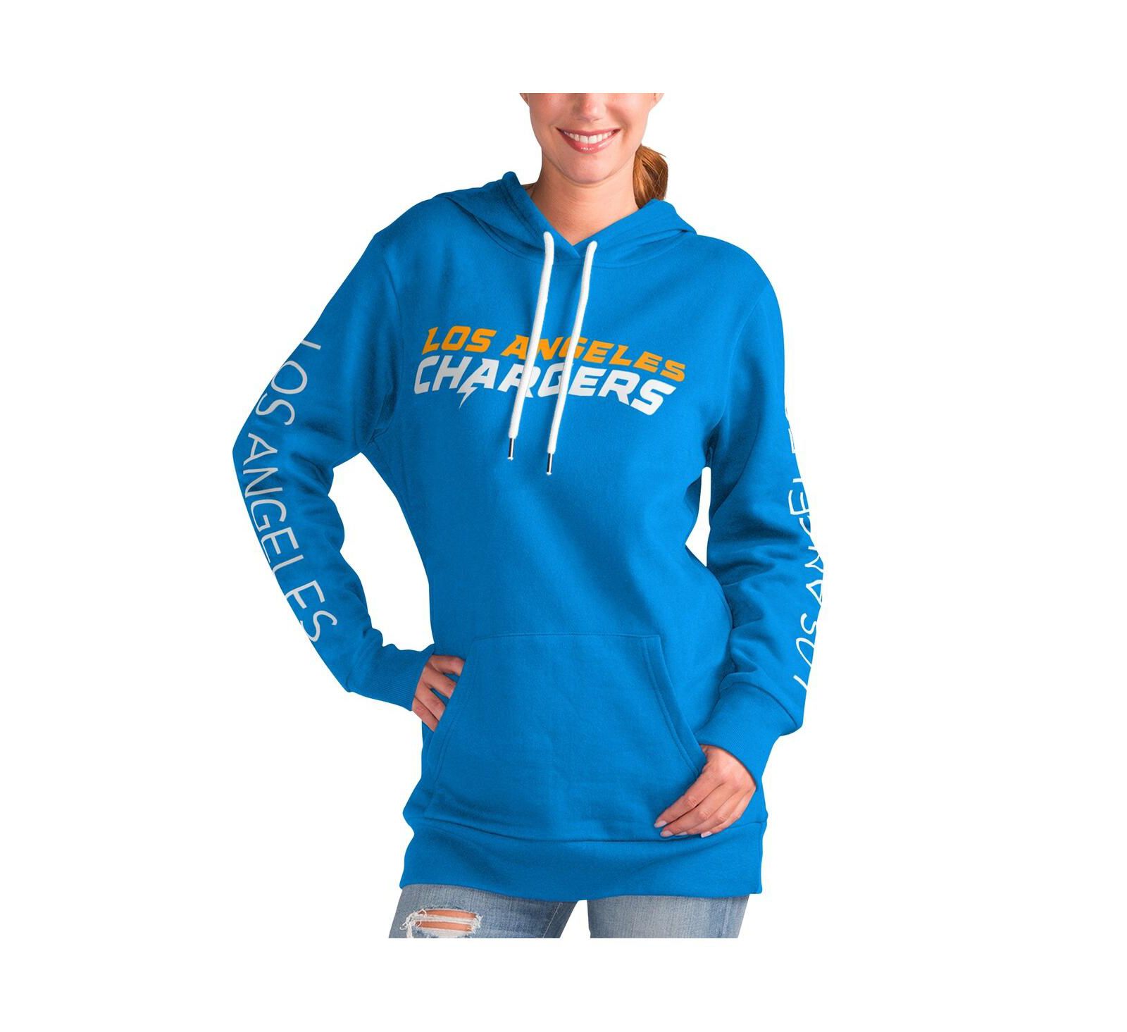 Women's G-III 4Her by Carl Banks Powder Blue Los Angeles Chargers Extra Inning Pullover Hoodie