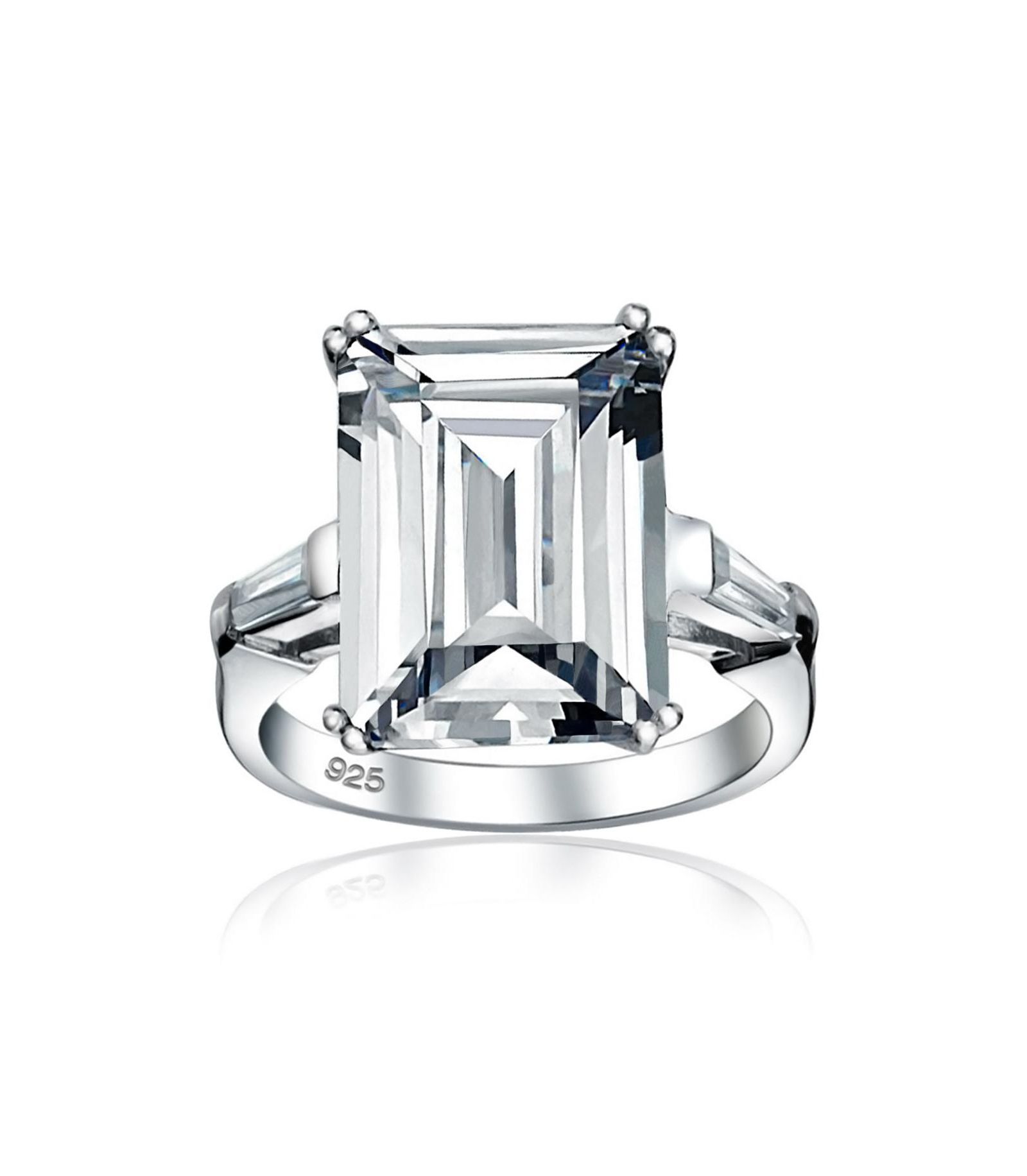 Обручальное кольцо Bling Jewelry 10CT с изумрудной огранкой и кубическим цирконием, .925 стерлинговое серебро