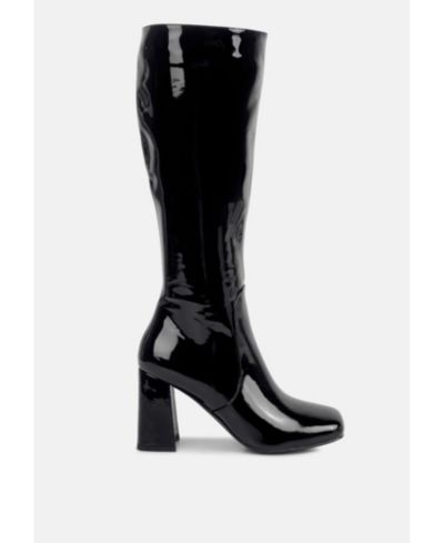 London Rag Womens Hypnotize Patent Pu Block Heeled Calf Boots