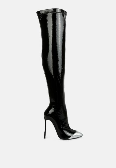 London Rag Women's Chimes High Heel Patent Long Boots