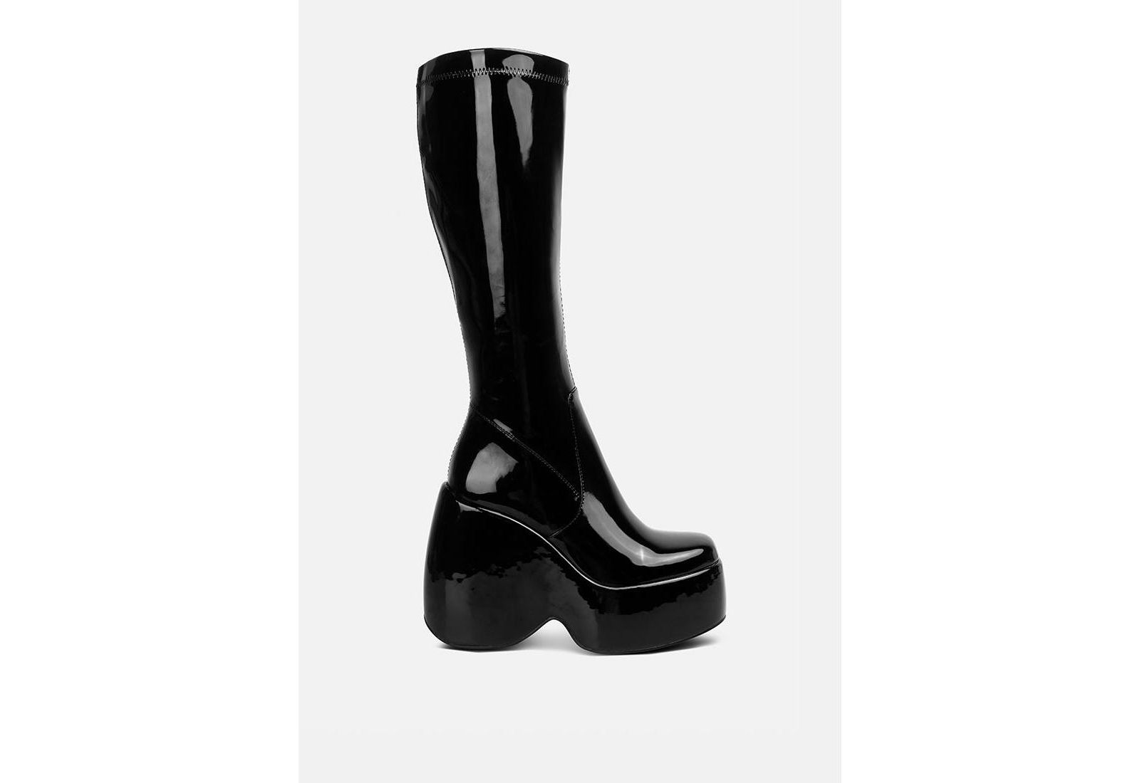 dirty dance patent high platform calf boots